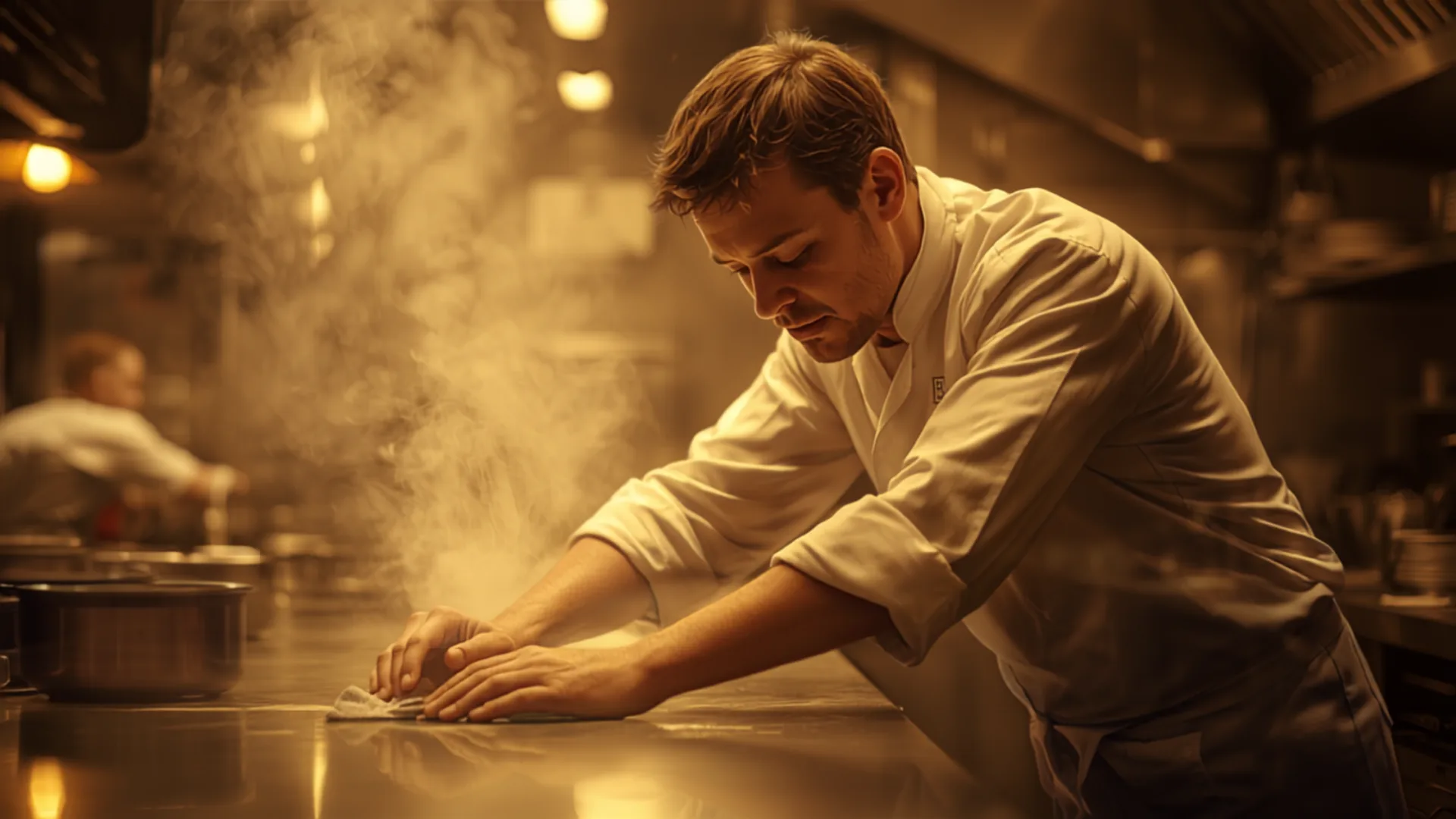 A restaurant worker at work